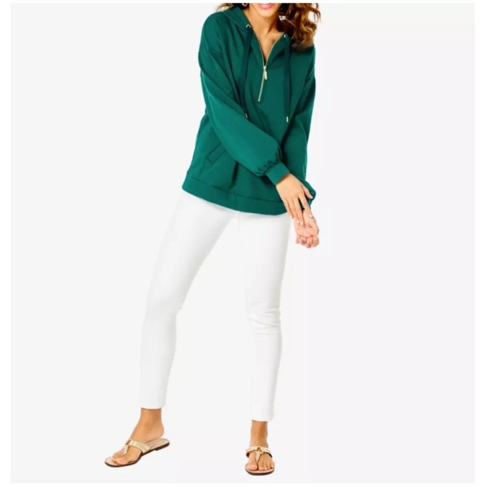 Lilly Pulitzer Women's Green Quarter Zip Suri‎ Long Sleeve Hoodie Size XL NWOT